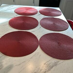 Burgundy round place mats set of 6